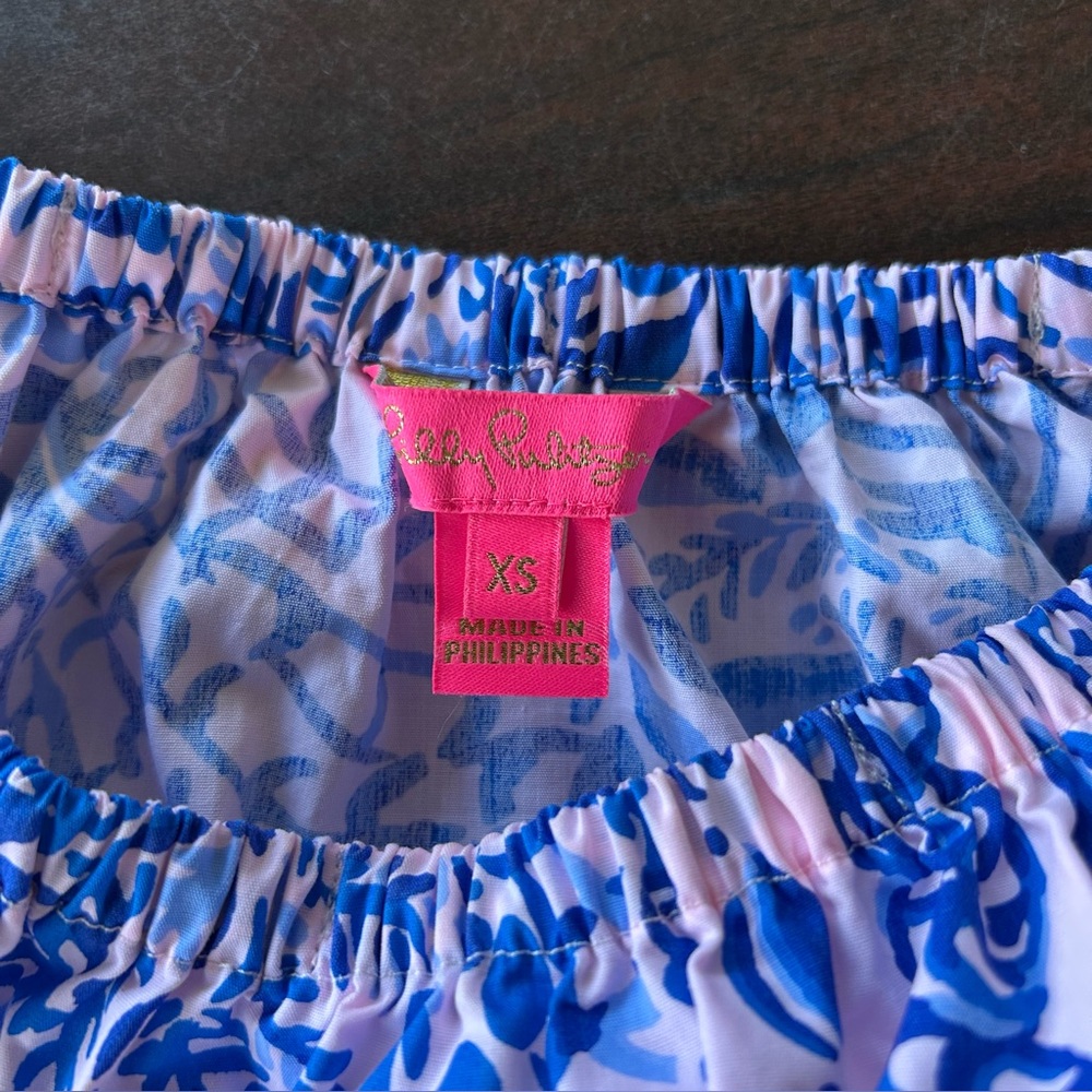 Lilly Pulitzer | Frankee Off-the-Shoulder top | High Tide Vibes print | XS - Picture 6 of 10